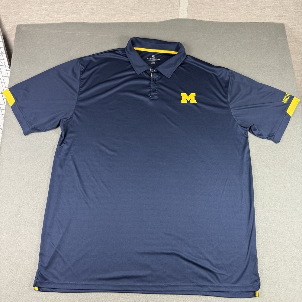 Michigan Wolverines Polo Shirt Mens‎ 5XLT Tall Navy Yellow Golf Stretch